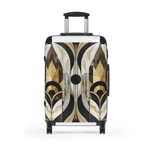 Abstract Art Deco Patterned Black Small Suitcase - Vintage-inspired geometric shapes.