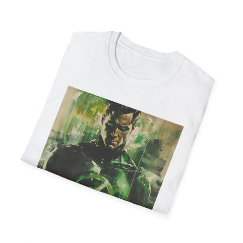 Charcoal Green Lantern T-shirt with vibrant cosmic design and crew neck