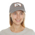 Hand-drawn floral baseball cap with white light brown rectangle patch.
