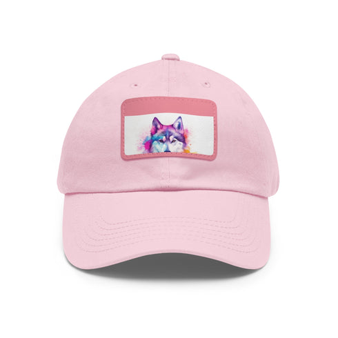 White Husky Hype Baseball Cap with Light Brown Patch fur texture.