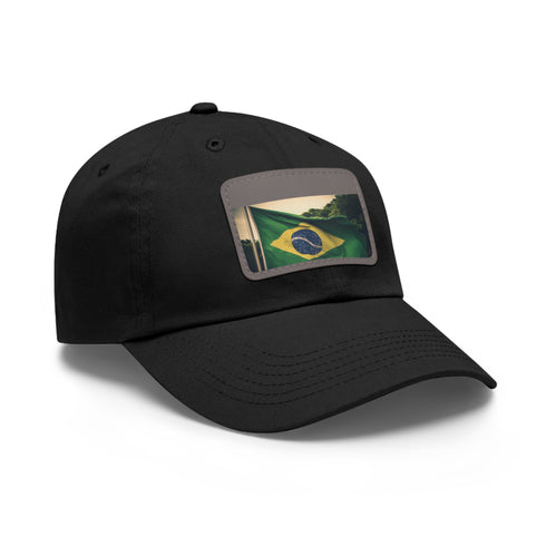Brasilian pride flag cap in white with light brown patch.