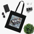 Analog Audio Tote Bag in Black Cotton with Cassette Tape Design