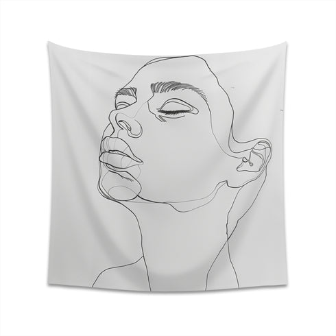 Minimalist Tapestry: Elegant Face Line Art | High-Quality Material | Perfect Gift