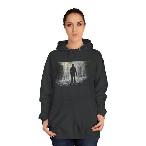 Invisible Man Standing in Waterfall Graphic Unisex College Hoodie
