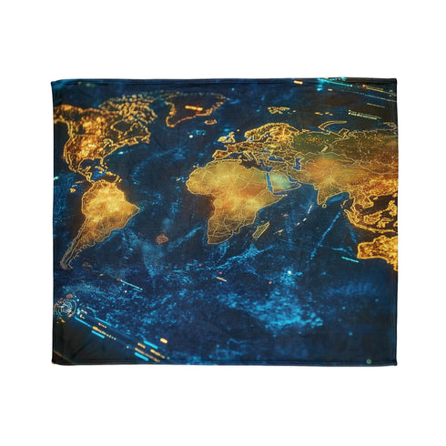 Holographic Map of Forgotten Worlds Plush Fleece Throw Blanket