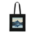 Mountain Minimalist Tote Bag in Black Cotton with Serene Mountain Landscape