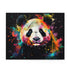 Joyful panda watercolor puzzle with whimsical flora and fauna theme.
