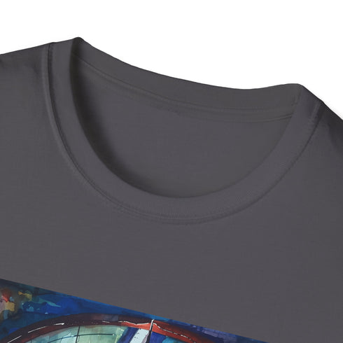Charcoal cotton t-shirt with vivid watercolor Tube station design