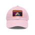 Neon hamster baseball cap in white with light brown rectangle patch.