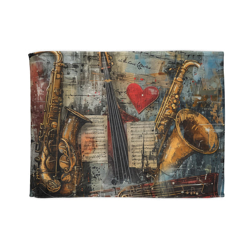 Musical notes and instruments design on 30'' x 40'' Melody Maker Blanket