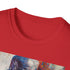 Charcoal cotton crew neck T-shirt featuring vibrant Thanos portrait painting