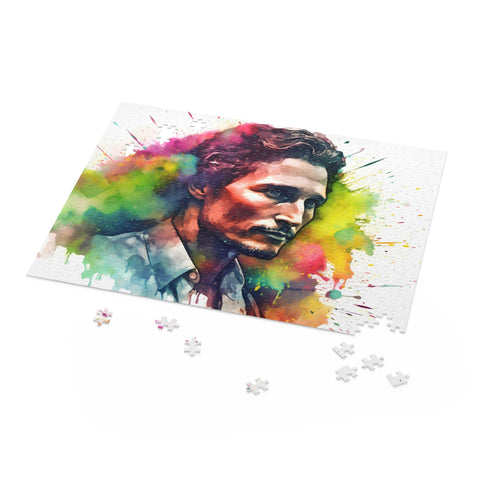 Neon watercolor puzzle featuring Matthew McConaughey in 120-piece size.
