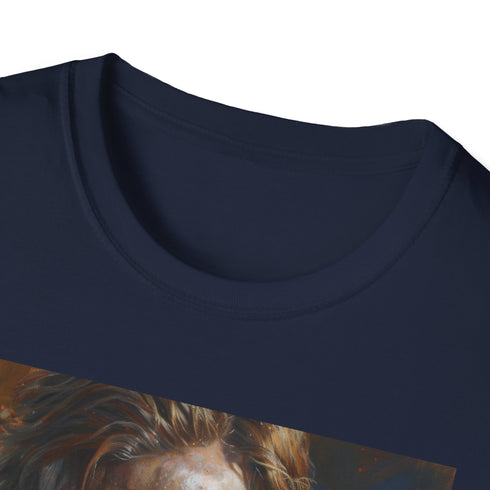 Charcoal cotton crew neck T-shirt featuring vibrant Obi-Wan Kenobi portrait