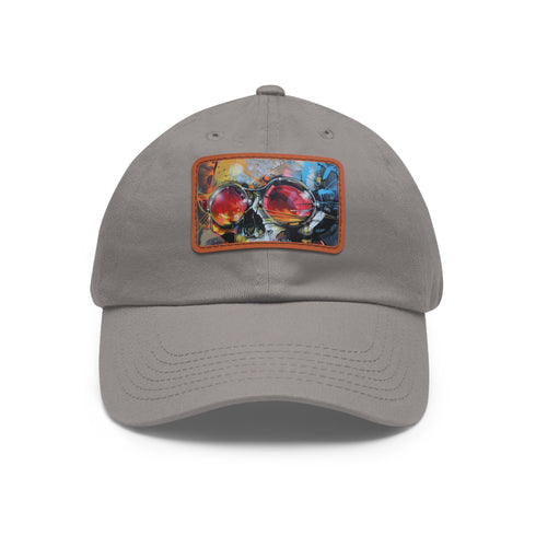Graffiti Groove Baseball Cap in White with Light Brown Patch