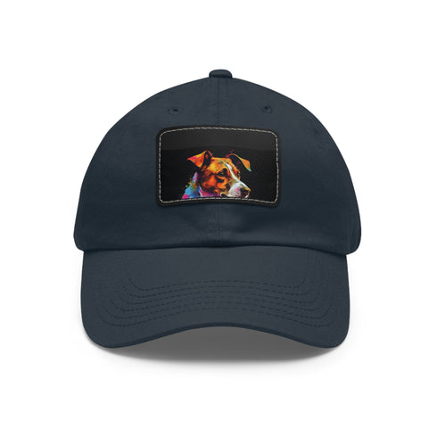 Jack Russell Puppy Love Baseball Cap in White with Light Brown Rectangle Patch