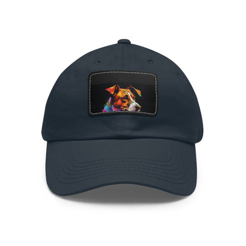 Adorable Jack Russell puppy love baseball cap in white with light brown patch.