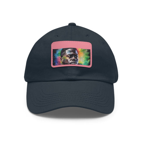 Kevin Hart neon watercolor cotton hat with light brown patch.