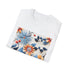 Colorful floral DTG charcoal T-shirt with cotton crew neck ideal for summer