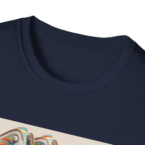 Retro Roller Skate Striped T-Shirt, Charcoal, Men's Women's Unisex Fashion