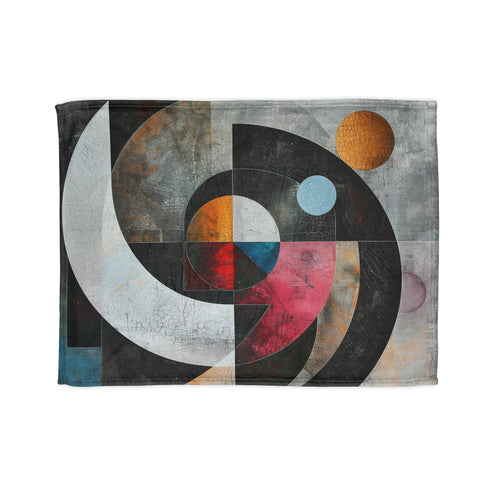Geometric patterned fleece blanket for cozy, stylish indoor relaxation.