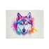 Husky blanket with moon design, celebrating piercing blue eyes spirit.