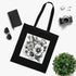 Hand-drawn floral black cotton tote bag with whimsical charm.