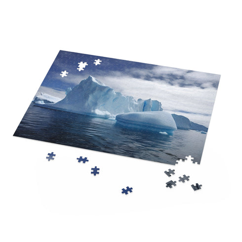 Antarctic ice puzzle depicting glaciers, icebergs, and snow landscapes.