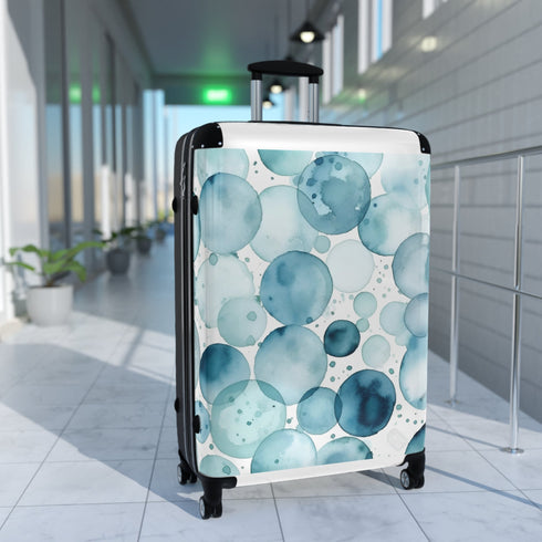 Ocean Blue Eyes Small Black Suitcase: Eye-catching watercolor pattern travel bag.
