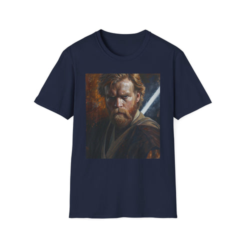 Charcoal crew neck T-shirt with Obi-Wan Kenobi painting