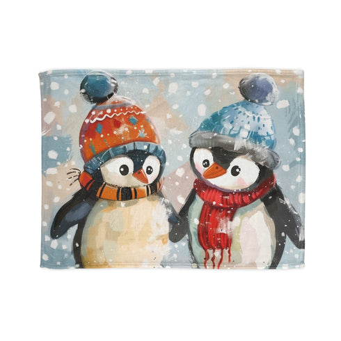 Penguin Cuddle Puddle Blanket, cozy winter-themed sublimation.