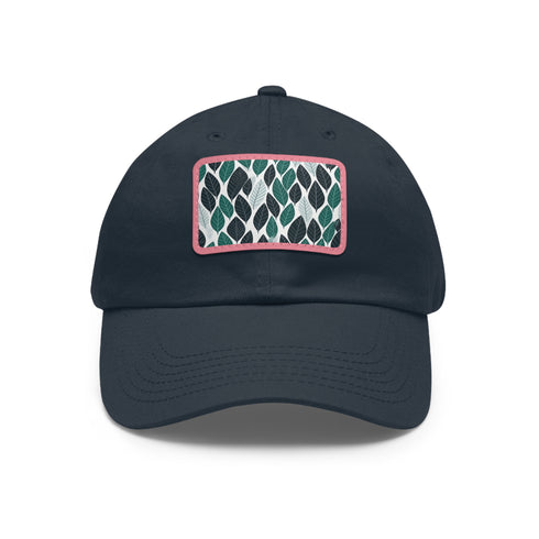 Green leaf pattern baseball cap with unique dirty ferret texture.