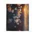 Sunset Canyon with Floating Bioluminescent Jellyfish — Plush Fleece Throw Blanket — Product Detail View 7