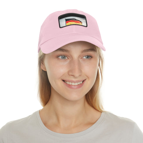 German Pride Flag Cap - White with Rectangle Light Brown Patch.