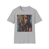 Charcoal cotton T-shirt featuring elegant portrait of Jennifer Aniston кистeїотов especializada
