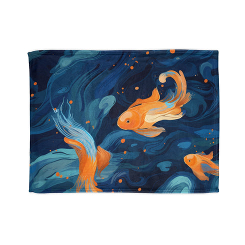 Golden Koi Pond Blanket: Tranquil, Luxurious, Serene Sublimation Blanket.