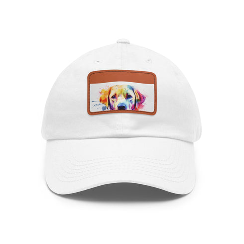 Lovable Lab Cap in White with Light Brown Patch