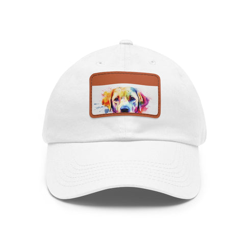 Adorable Labrador Baseball Cap in White with Light Brown Patch