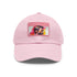Vibrant watercolor Hugh Jackman baseball cap with light brown patch.