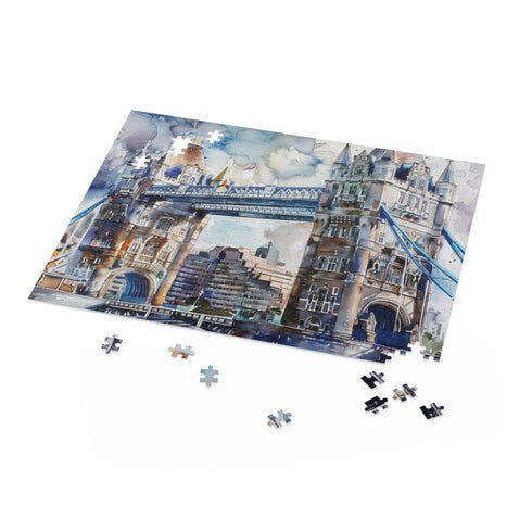 London Bridge watercolor puzzle, 10" x 8" (120 pcs) for home decor.