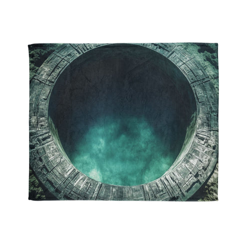 Stargate Opening Beneath Ocean Floor Plush Fleece Throw Blanket