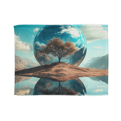 Mirror Planet Reflecting Earths Dreams Plush Fleece Throw Blanket