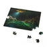Glowing cave jigsaw puzzle with ethereal light, 120 pieces, 10"x8" dimensions.