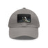 White cotton Galactic Adventures Space Baseball Cap with light brown rectangular patch.