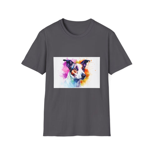 Charcoal cotton T-Shirt with cute Jack Russell terrier vibrant design