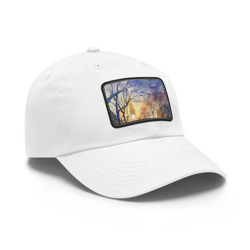 Eiffel Tower watercolor baseball cap with Parisian charm design.