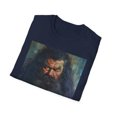 Charcoal Rubeus Hagrid portrait T-shirt with vibrant colors and crew neck