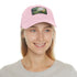 Central Park watercolor skyline baseball cap in white with light brown patch.
