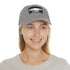 Emerald waters limestone rectangle baseball cap, white/light brown patch, unisex.