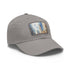 Chicago skyline splatter cap in white with light brown patch.