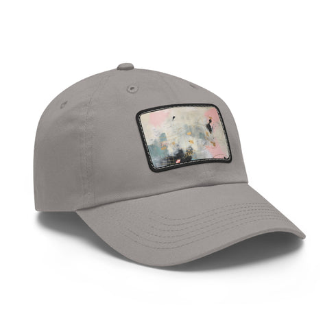 Golden Mint Abstract Baseball Cap, cotton unisex hat with light brown patch.